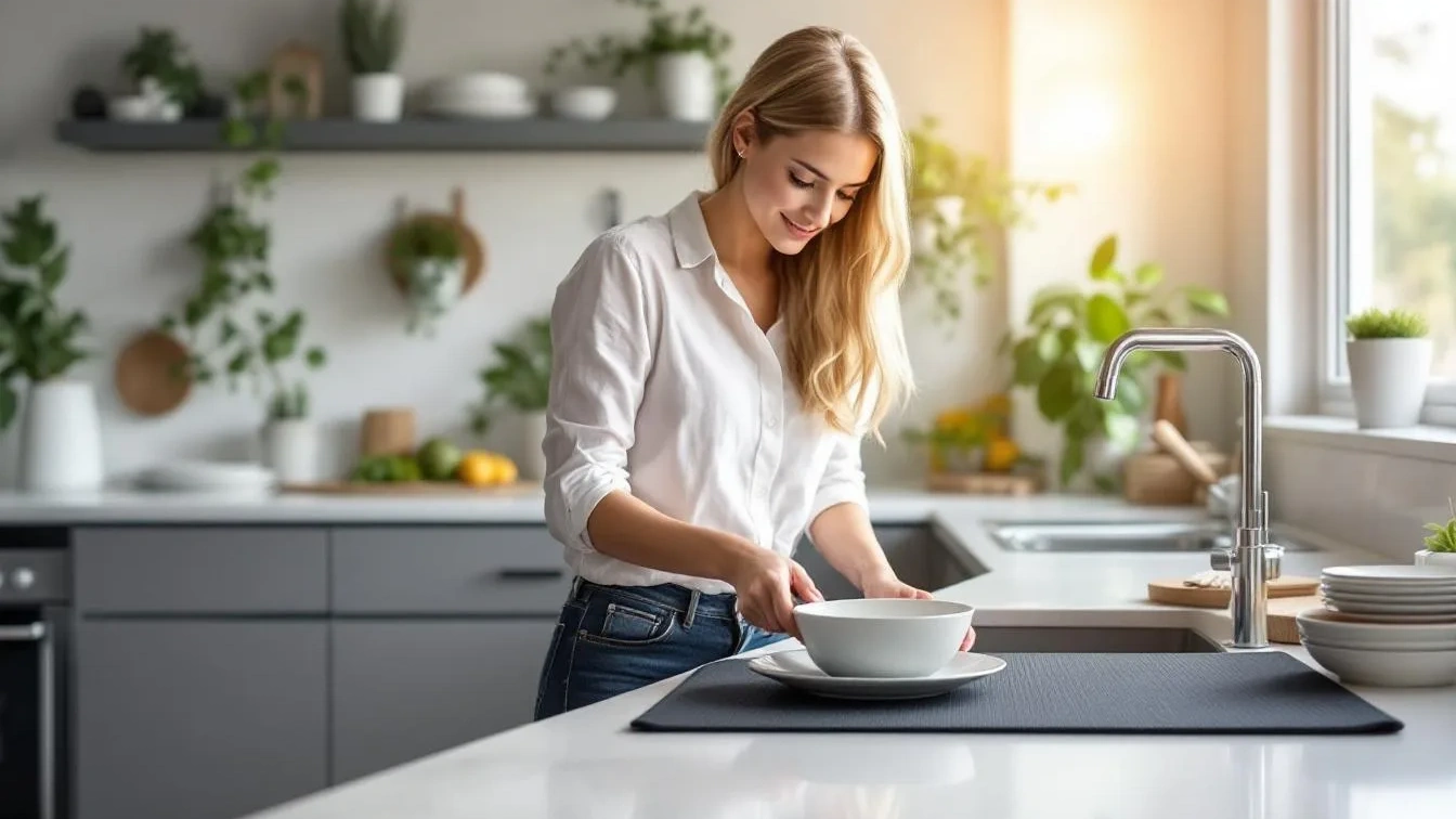 Ordnung leicht gemacht: Mit dieser Matte wirkt Ihre Küche sofort sauberer und aufgeräumter – ganz ohne Abtropfgestelle